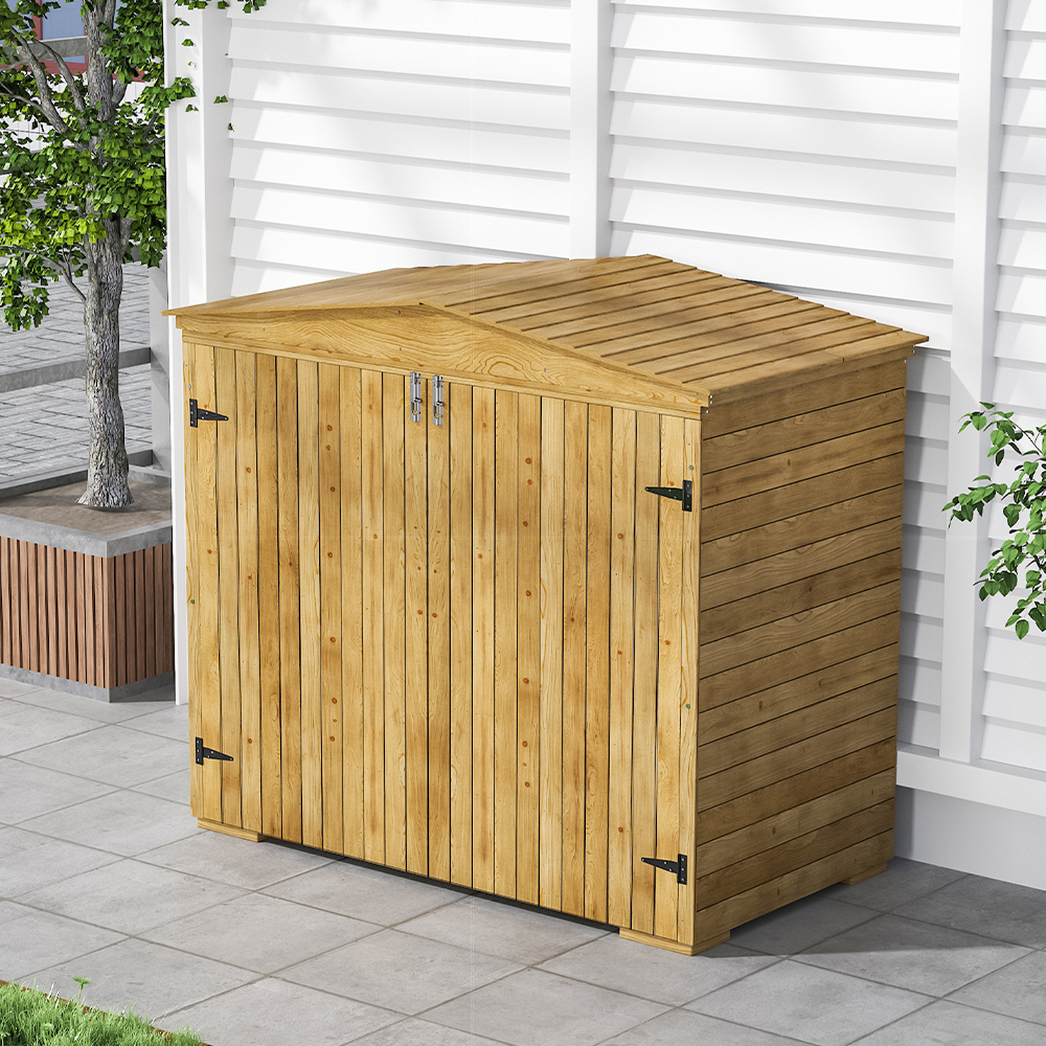 Lockable Wooden Garden Storage Shed - Brown