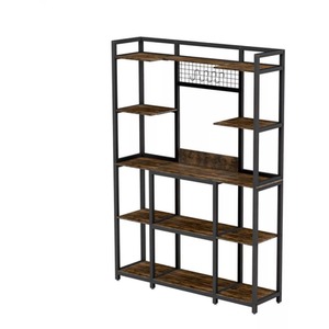 Industrial Large Kitchen Bakers Rack With Storage Shelves and Hooks