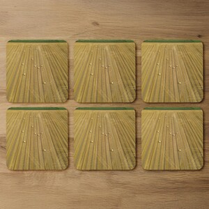 Straw bales of wheat lying on harvested field Designer Coaster Set