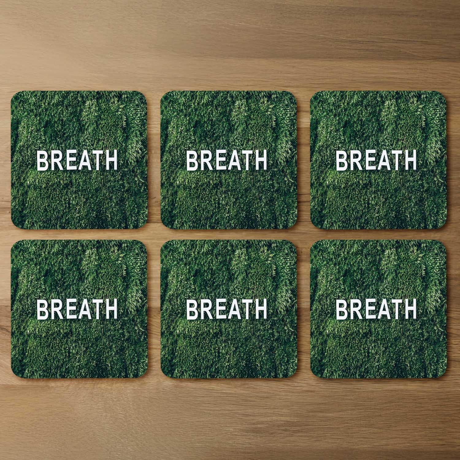 Wellness Breath Designer Coaster Set - Green