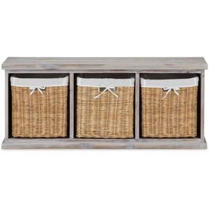 Tetbury Acacia Bench with Storage Baskets