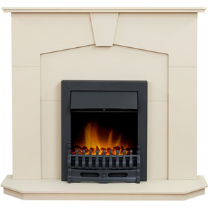 Abbey Fireplace in Stone Effect with Blenheim Electric Fire in Black
