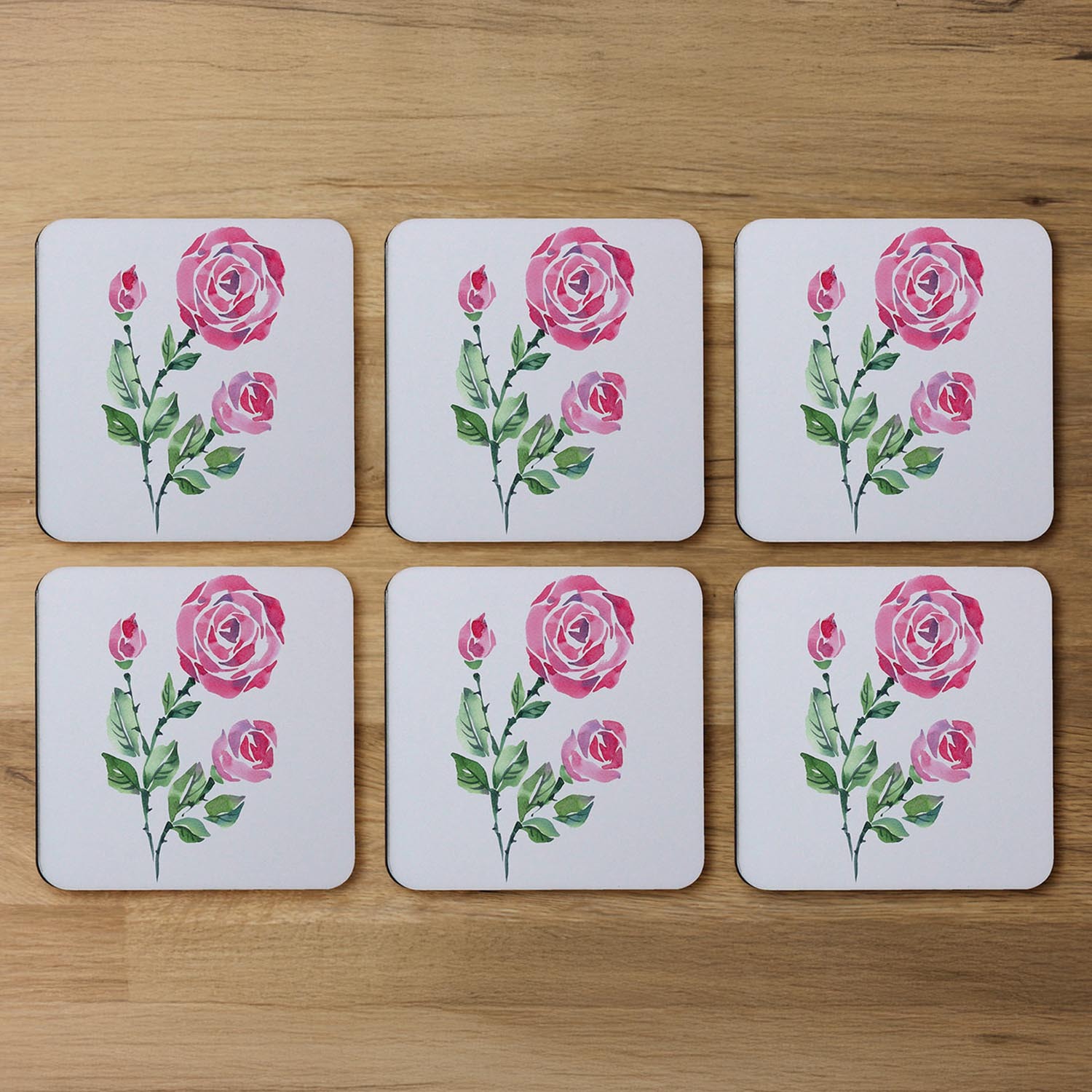 Rose Print Coaster - Pink