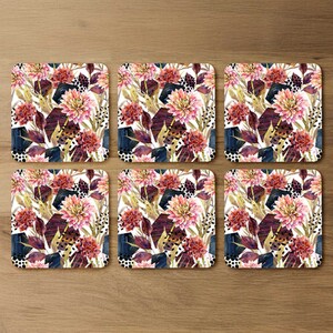 Autumn Watercolor Floral Arrangement Coaster