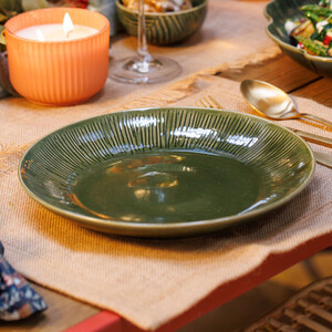 Mikasa Jardin Stoneware Dinner Plates, Set of 4, 27cm, Green