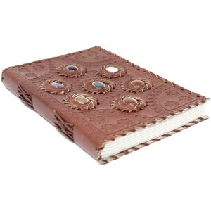 Unique Leather Chakra Stone Journal Notebook