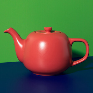 La Cafetire Classic 2 Cup Ceramic Teapot, Red Teapot, Non-Drip Spout, 600ml