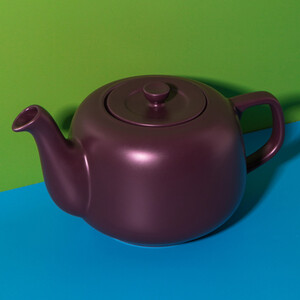 La Cafetire Classic 2 Cup Ceramic Teapot, Purple Teapot, Non-Drip Spout, 600ml