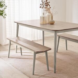 Lynton Whitewashed  Grey Solid Wood Large Dining Bench
