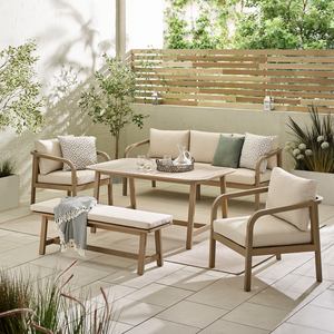 Lydiard Light Wood  Beige 8 Seat Garden Diner Set