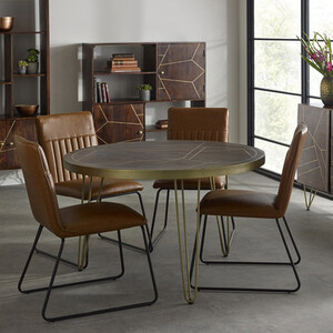 Round Solid Wood Dining Table 4 Seats Dallas Dark Mango
