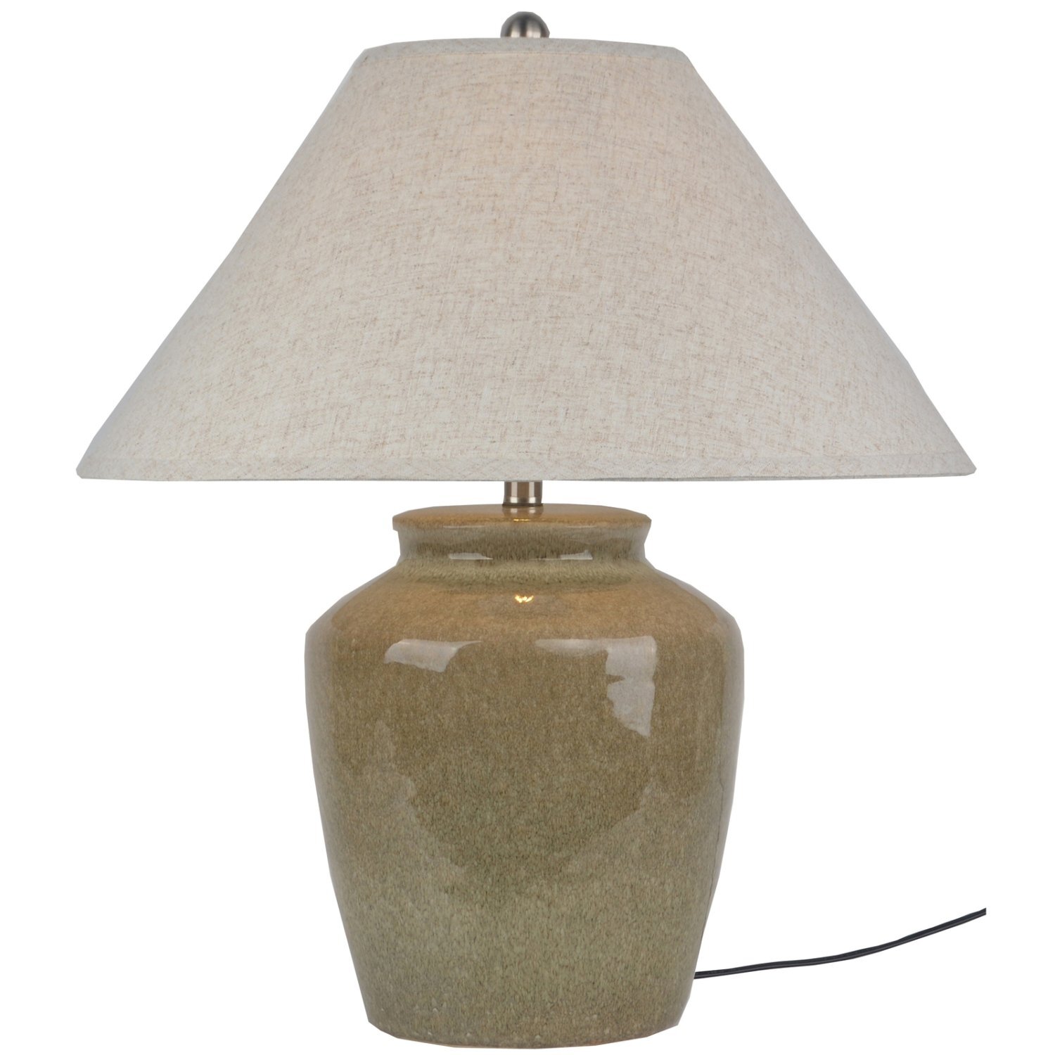 Mottura Ceramic Table Lamp With Linen Shade Elegant Modern Lighting - Light Brown