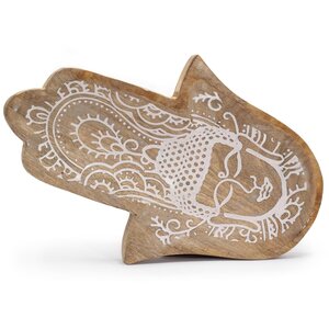 Hamsa Buddha Whitewash Long Tray 30x20.5cm for Decor Storage