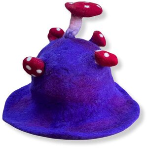 Vibrant Violet Felted Mushroom Hat - Whimsical Costume Accessory