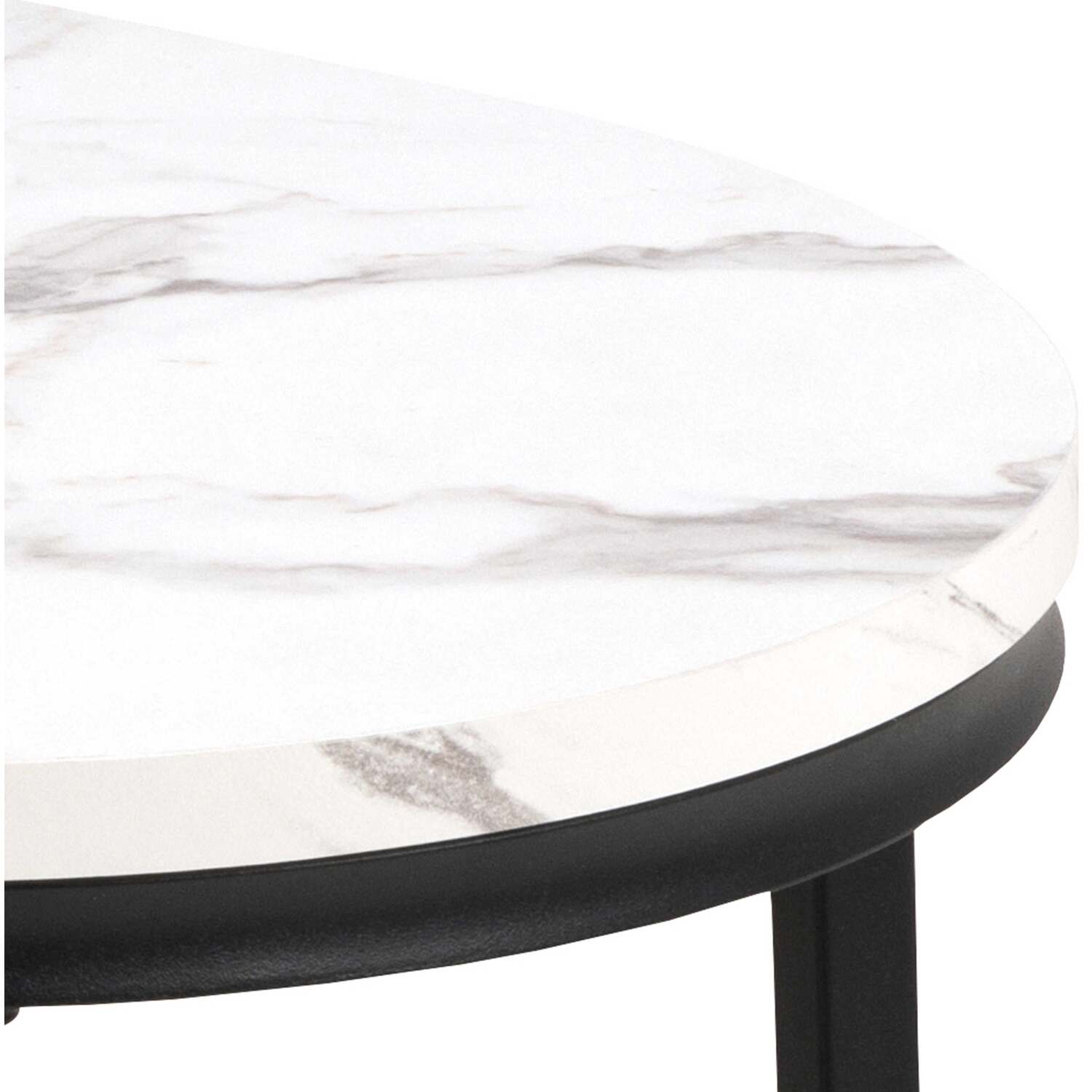 Copenhagen Marble-Effect Nesting Coffee Tables - White Tops, Matte Black Hairpin Legs - White