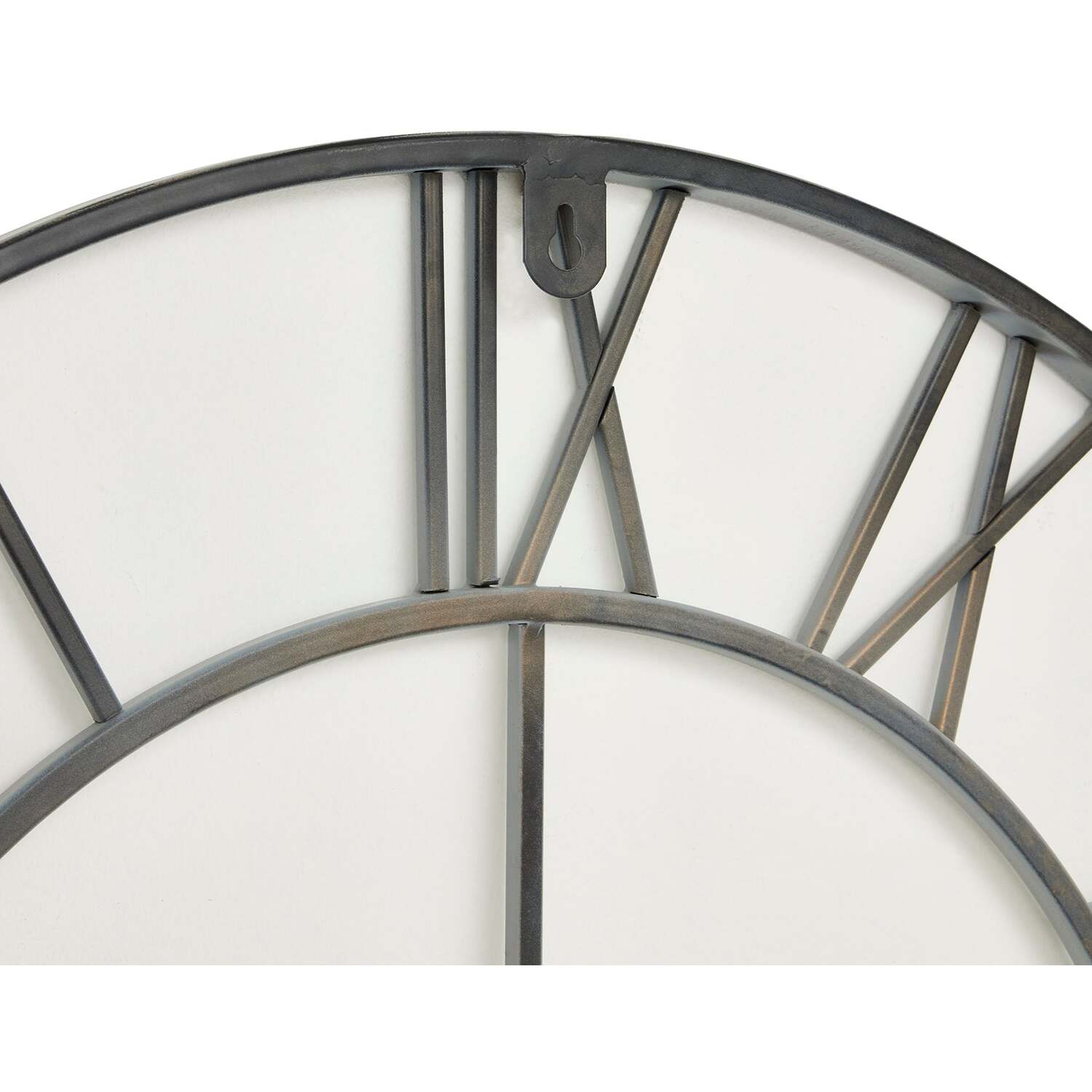 Wyld Haus 700mm Grey Metal Open-Frame Wall Clock with Roman Numerals