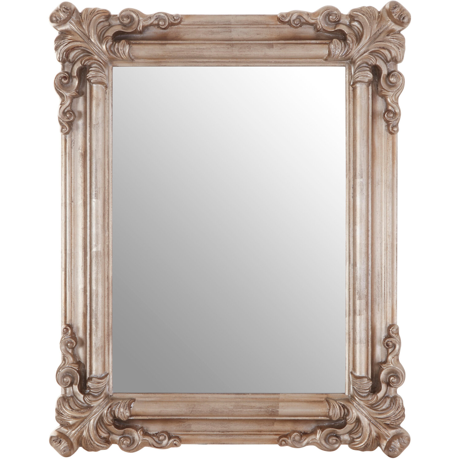 Vivienne Black and Silver Scroll Design Wall Mirror - Silver