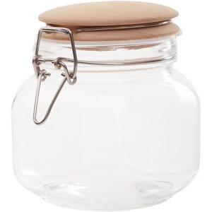 Luca Square 800ml Glass Jar With Wooden Lid
