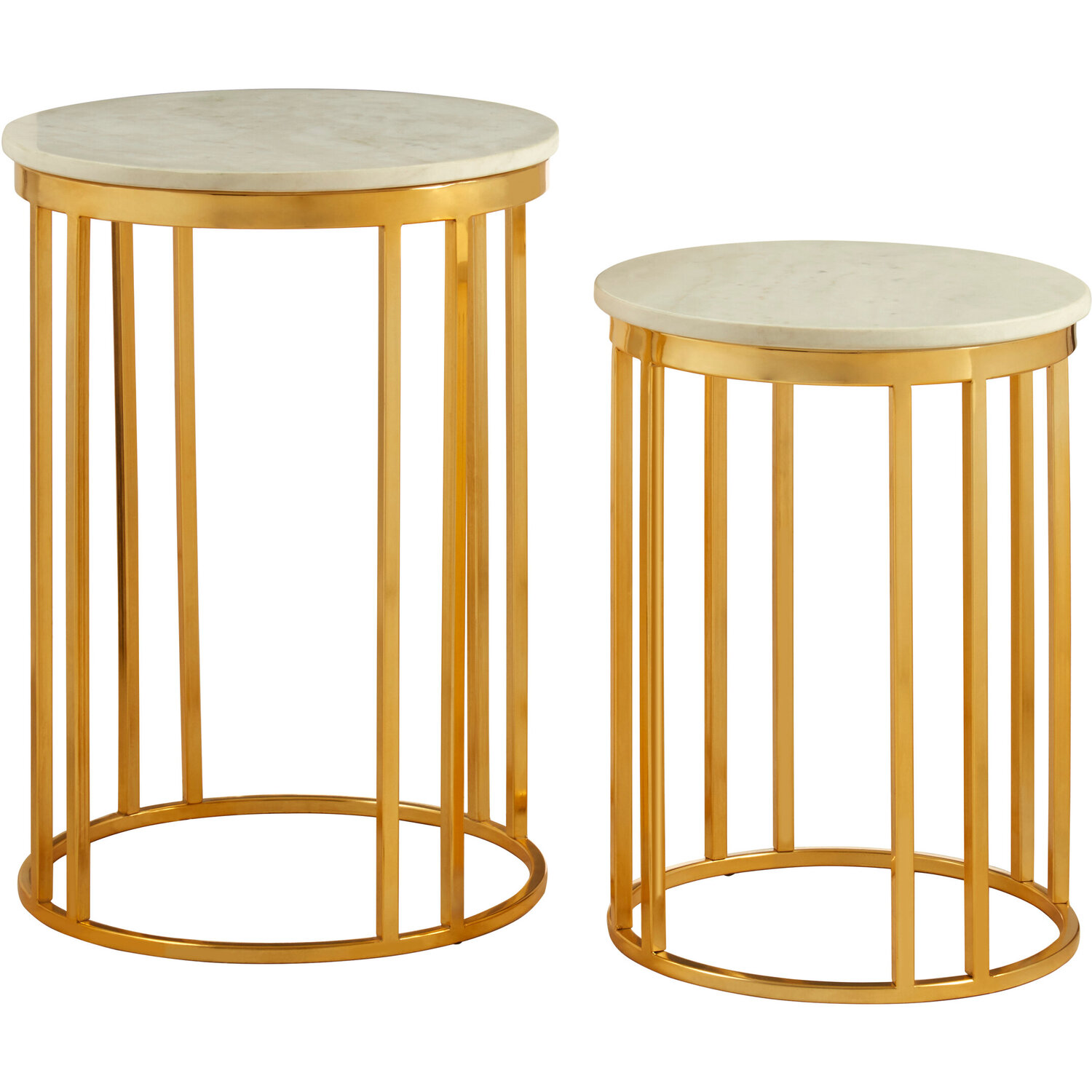Templar Marble and Gold Frame Set Of 2 Side Tables - Gold