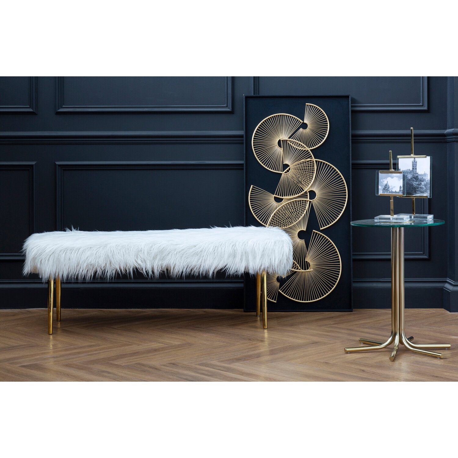 Miley Side Table With Glass Top - Gold