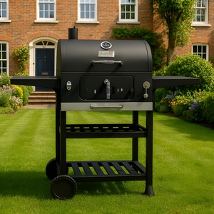 Charcoal BBQ Grill Two Side Tables Barbecue