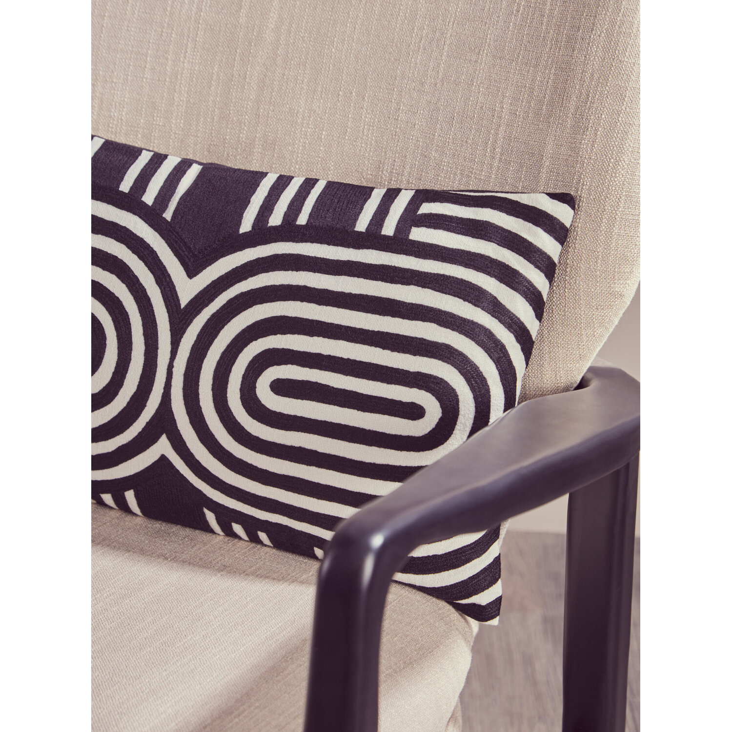 Interiors By Premier Stockholm Beige Chair With Black Wooden Frame - Brown