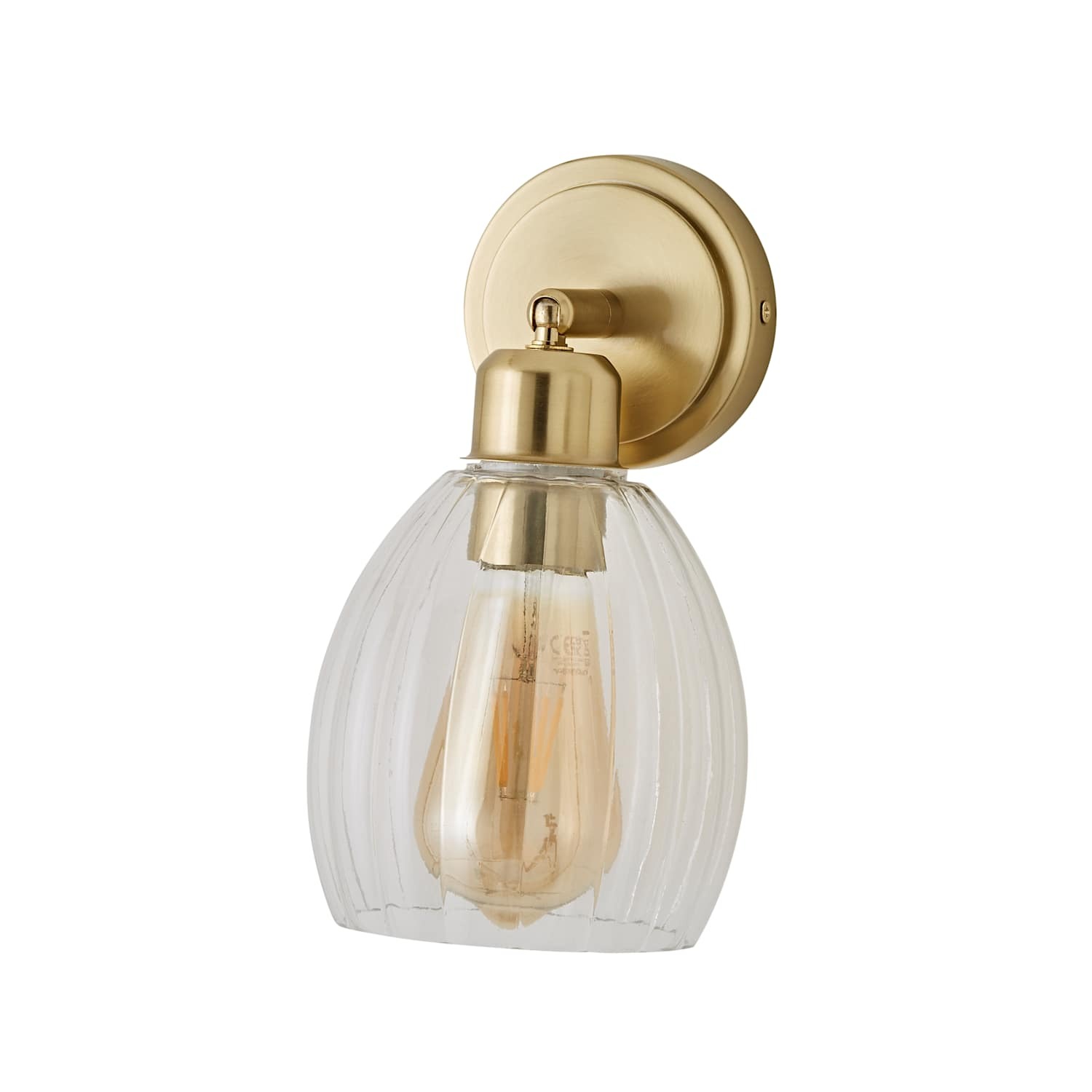 Valuelights Cheltenham Adjustable Wall Spotlight With Ribbed Shade - Brushed Gold