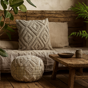 Set of 2 Bologna Cotton Diamond Tassel Cushions