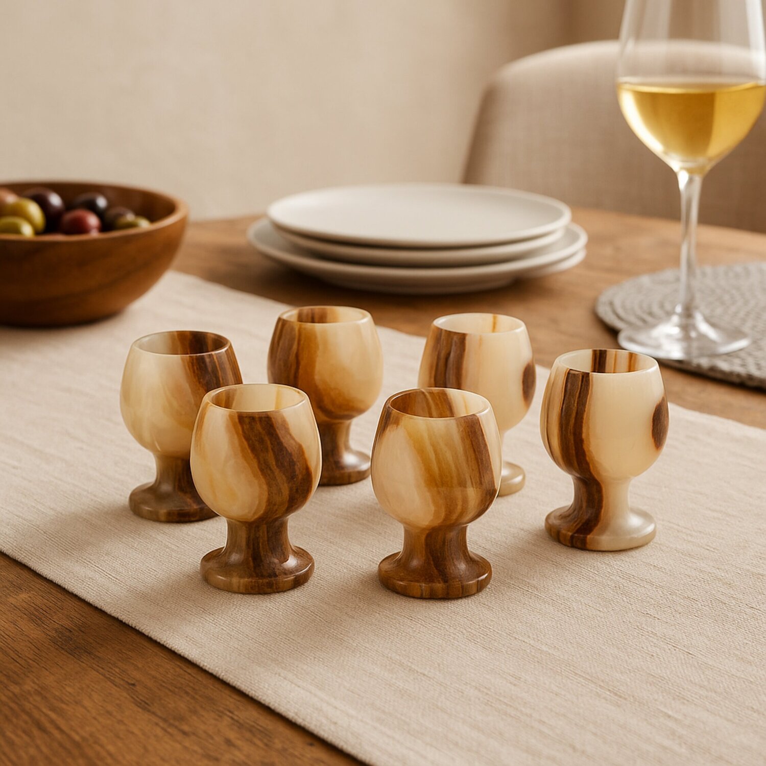 Marmore Set of Six Onyx Shot or Liqueur Glasses - Multicolour