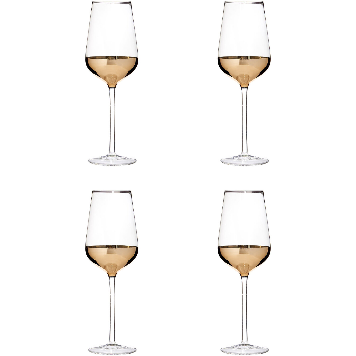 Horizon Set Of Four Wine Glasses. - Gold