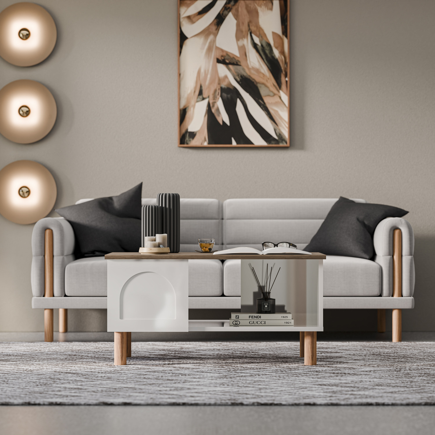 Bohem Coffee Table - White And Walnut