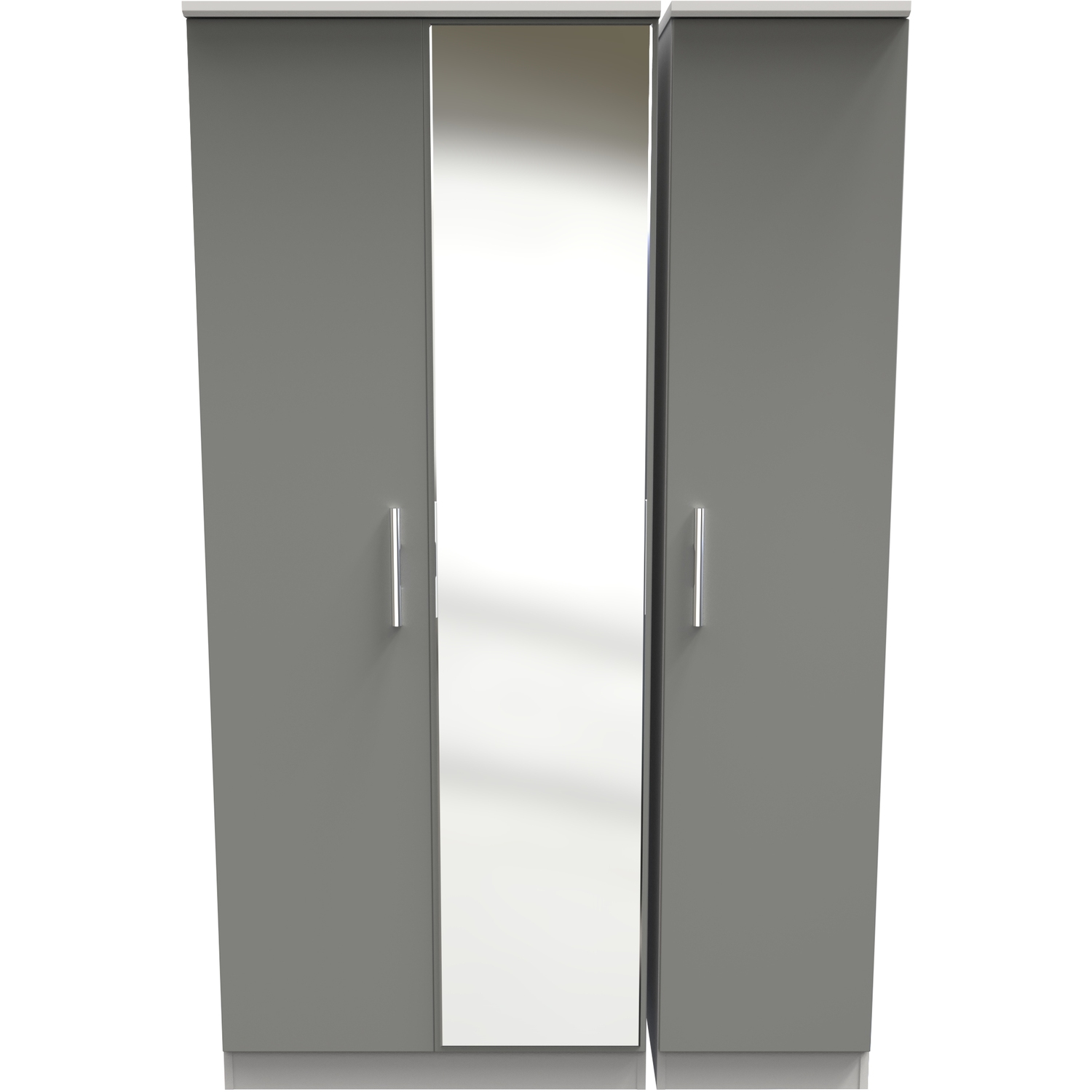 Contrast Ready Assembled 3 Door Mirrored Wardrobe - Dusk Grey & White
