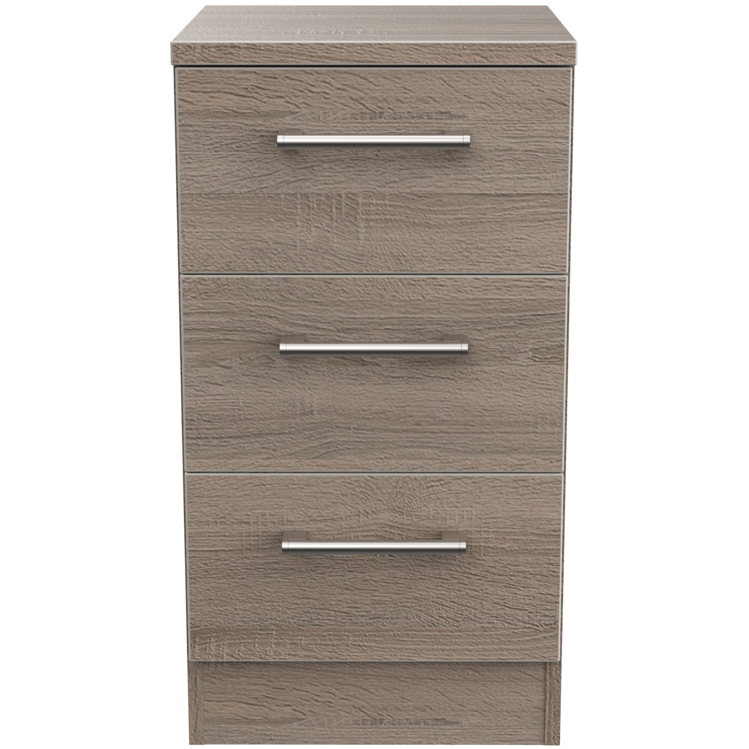Devon Ready Assembled 3 Drawer Bedside Cabinet - Darkolino Dark Oak