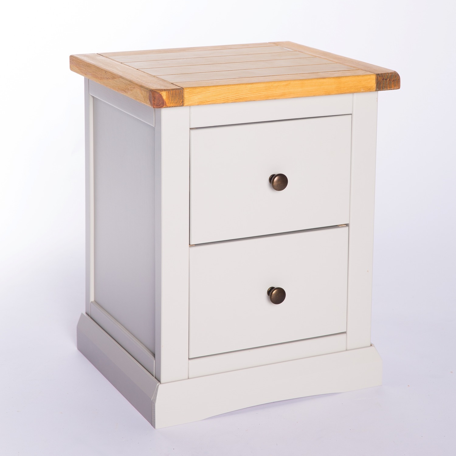 Cabinet Bits Loreo 2 Drawer Bedside Cabinet - Grey / Brass Knob
