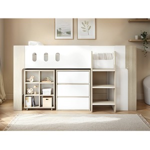 Willow Mid Sleeper with Desk & Storage White & Oak
