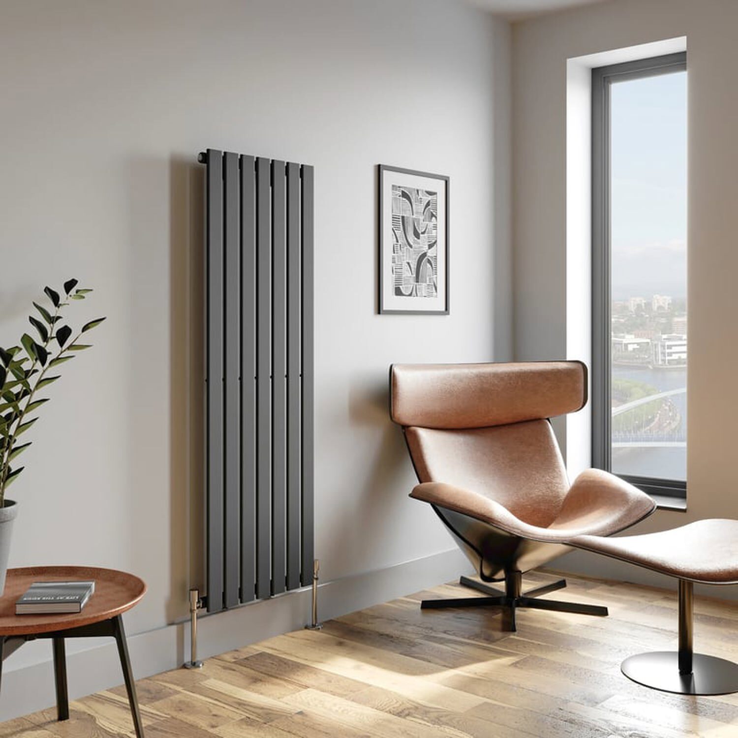 Temprazo Horizontal Single Flat Panel Designer Radiator - 600 X 760Mm Anthracite - Grey / 530Mm / 1600Mm
