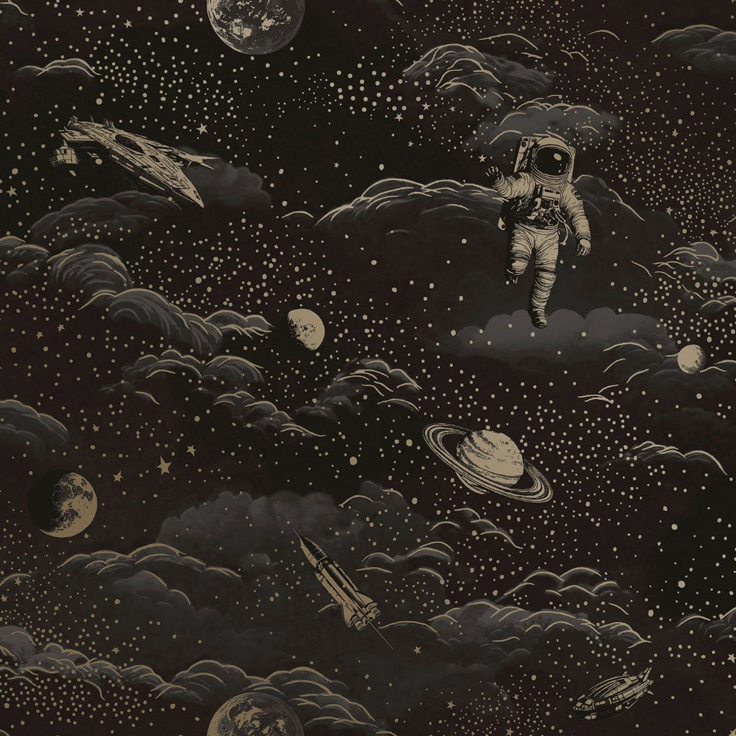 Holden Décor Lost In Space Wallpaper - Black/Gold