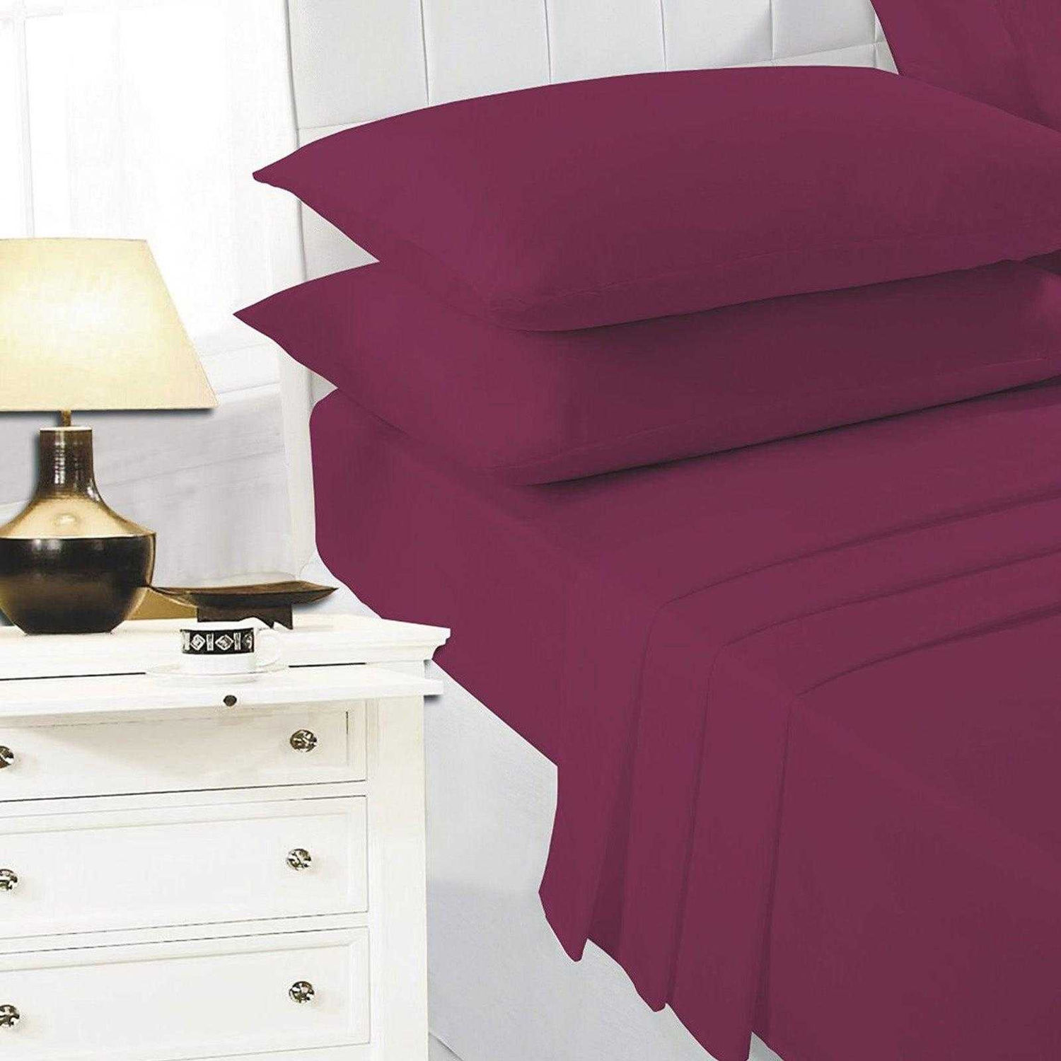 K Collection Percale Percale Fitted Sheet - Wine / Double