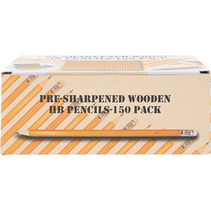 Pack of 150 Pre-Sharpened Wooden HB Pencils
