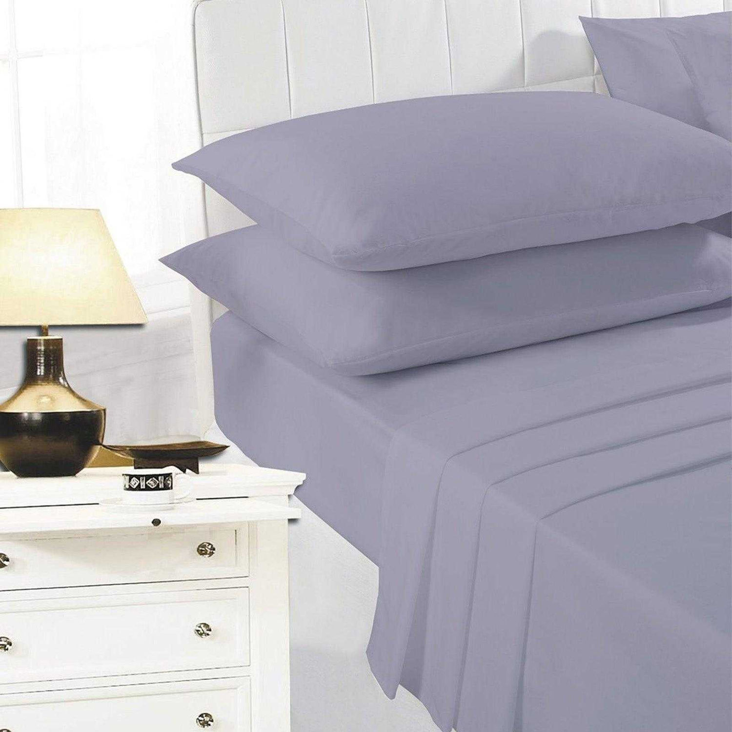 K Collection Percale Percale Fitted Sheet - Grey / Double