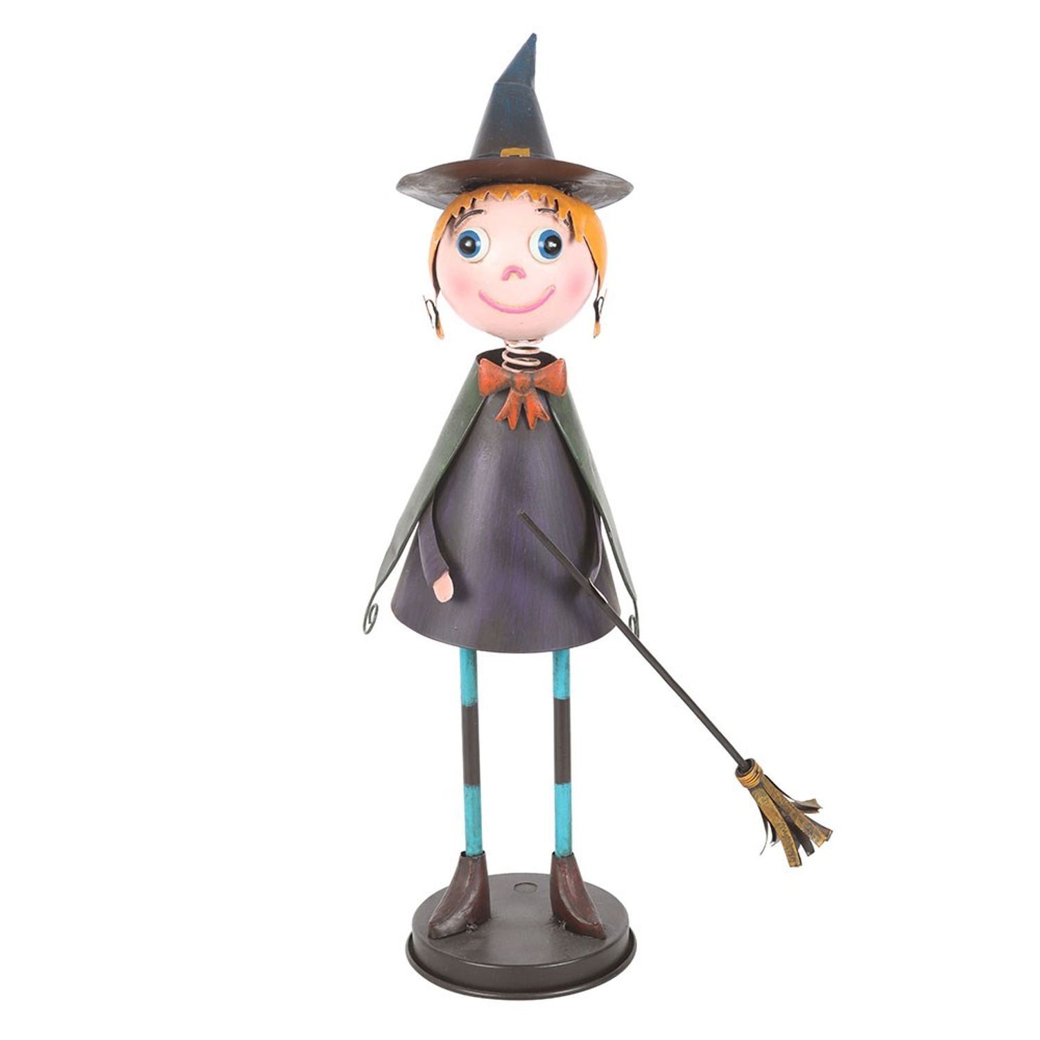 Something Different Metal Witch With Broom Ornament - Multicoloured