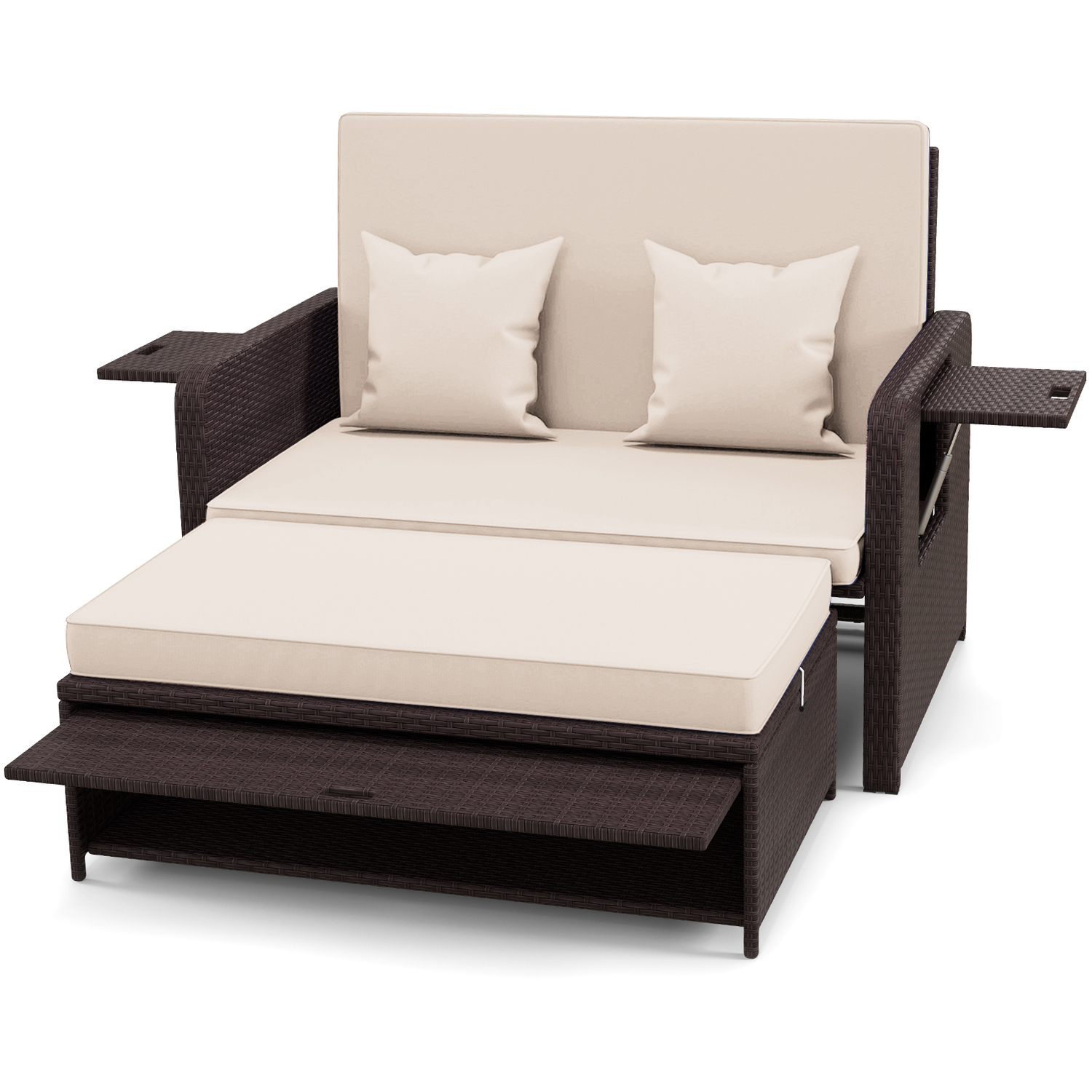 Costway Patio Rattan Daybed Set - Brown