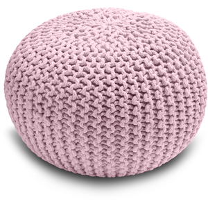 Knitted Pouffe Chunky Round Footstool Ottoman 100% Cotton Handmade