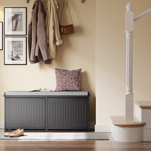 Shoe Storage Bench with Cushion  2 Flip Drawer