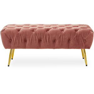 Tamra Dusty Pink Velvet Bench with Gold Legs