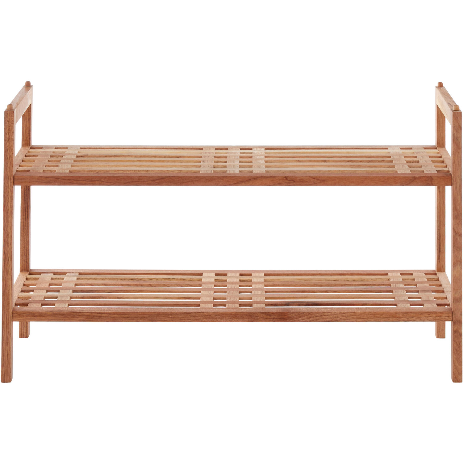 Maison By Premier Arla 2 Tier Stackable Walnut Wood Shoe Rack - Natural