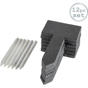 6 Piece Slate Plant Markers Set with Chalk Pencils - 6 x 12cm