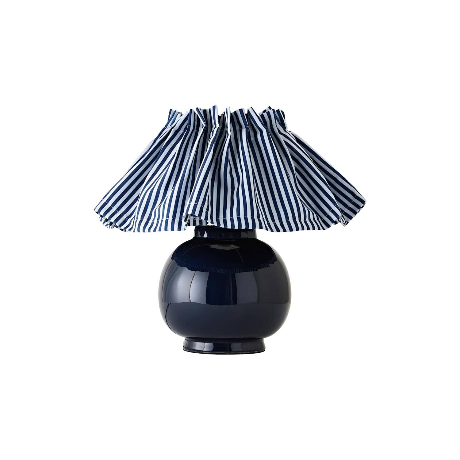Valuelights Arabella Blue Ceramic Base Table Lamp With Pinstripe Pleat Shade And Warm White Bulb - Image 5