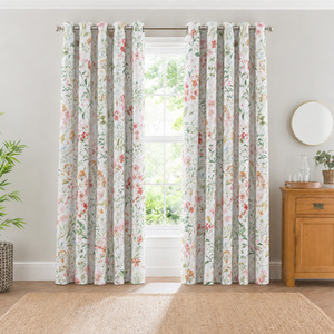 Watercolour Floral Printed Unlined Ringtop Curtains