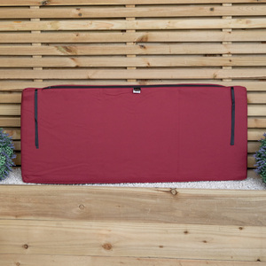 3 Seater Chunky Rustic Wooden Furniture Set with Straight Tray and Burgundy Cushions